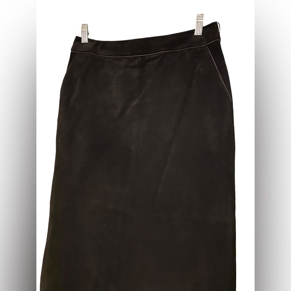 ANN TAYLOR Womens Genuine Leather Black Pencil Skirt- 6 - Picture 2 of 6
